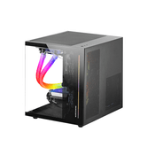 CAJA MICROATX MASR GAMING MC-VIEW BLACK FRONTAL Y LATERAL DE CRISTAL TEMPLADO CONTINUO DOBLE CAMARA SIN FUENTE NI VENTILADORES