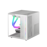 CAJA MICROATX CUBE GAMING MARS GAMING MC-VIEW WHITE FRONTAL Y LATERAL DE CRISTAL TEMPLADO CONTINUO DOBLE CAMARA SIN FUENTE NI VENTILADORES