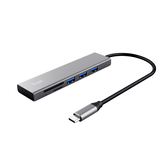 HUB TRUST HALYX ALUMINIUM USB-C A 3 PUERTOS USB-A Y LECTOR DE TARJETAS (MICRO) SD DISE??O METALICO