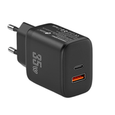 CARGADOR LEOTEC 35W 1 USB C PD+1 USB A NEGRO COMPATIBLE CON APPLE Y SAMSUNG