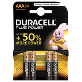 Duracell Pila Alcalina Plus Power LR3 AAA PACK-4