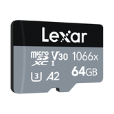 LEXAR 64GB HIGH-PERFORMANCE 1066X MICROSDXC UHS-I, UP TO 160MB/S READ 70MB/S WRITE C10 A2 V30 U3