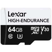 LEXAR 64GB HIGH-ENDURANCE MICROSDHC/MICROSDXC UHS-I CARDS,UP TO 100MB/S READ, 35MB/S WRITE, C10 A1 V30 U3