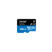 LEXAR 256GB HIGH-PERFORMANCE 633X MICROSDXC UHS-I WITH SD ADAPTER, UP TO 100MB/S READ 45MB/S WRITE C10 A1 V30 U3