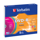 DVD-R 4.7 16X SLIM 5 COLOR VERBATIM