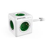 ADAPTADOR Y ENCHUFE MULTIPLE VERDE 4 TOMAS ALARGO 1,5M