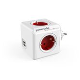 ADAPTADOR Y ENCHUFE MULTIPLE ROJO 4 TOMAS 120W + 2 TOMAS USB