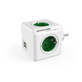 ADAPTADOR Y ENCHUFE MULTIPLE VERDE 4 TOMAS 120W + 2 TOMAS USB