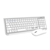 TECLADO CON RATON BLUETOOTH + 2.4G COMBO DUAL PRESTIGE EXTENDIDO PLATA/BLANCO