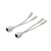 Passive PoE Cable Kit 1x Splitter PD cable  1x Injector PSE cable  White Jack diameter 5.5mm/2.1mm