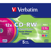 CD-RW VERBATIM: COLOR SLIM PACK 5