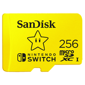 SANDISK AND NINTENDO COBRANDED MICROSDXC, SQXAO, 256GB, V30, U3, C10, A1, UHS-1, 100MB/S R, 90MB/S W, 4X6, LIFETIME LIMITED