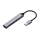 AISENS Hub USB 3.0 Aluminio, Tipo A/M - 4x Tipo A/H, Gris, 10cm