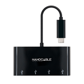 ADAPTADOR NANO CABLE USB-C A 4XUSB3.0 0,10M USB-C/M-USB3.0/H NEGRO