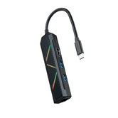 HUB NANO CABLE USB-C/CONVERSOR USB-C A 2XUSB-A/ USB-C PD/ HDMI/ RJ45 15CM NEGRO