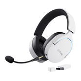 HEADSET BLUETOOTH TRUST GAMING FAYZO GXT 491 BLANCO 25304 BT Y USB 2.4Ghz MICROFONO DESMONTABLE Y FLEXIBLE CARGA USB-C CONTROLES EN LA OREJA RGB