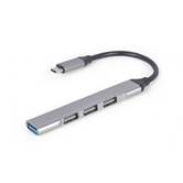 CONCENTRADOR GEMBIRD USB TIPO C - 4P (USB3 X 1 PUERTO, USB2 X 3 PUERTOS) SILVER