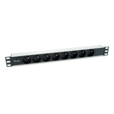 REGLETA ALIMENTACION ALUMINIO RACK 19" 1U 8 TOMAS TIPO SHUCKO EURO CABLE 1.8m