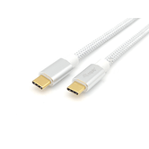 CABLE USB-C MACHO USB-C MACHO USB 3.2 0.5M TRANSFERENCIA 10G 5A (100W) COLOR BLANCO