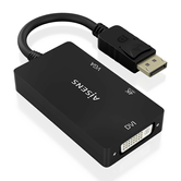 AISENS Conversor Displayport V1 2 a VGA DVI HDMI  DP 1 2 M VGA H DVI H HDMI H 4K  Negro  15cm