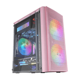 Caja MARS GAMING  MC300P Caja PC Micro ATX Cristal Templado 3xVentilador FRGB RosaRGB Rosa