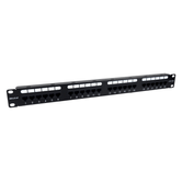 Caja PHASAK  Patch panel 19" 24P PHASAK Cat.6 UTP RJ45 DUAL 1U + Organizador - PU 2424  Negro