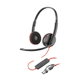 Poly BW 3215 Monaural USB-C Headset +3.5mm Plug +USB-C/A Adapter