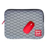 Bundle Funda Sleeve para Port  til de 13 y 14 pulgadas Smile Kimono de Neopreno estampado Japon  s Seigaiha