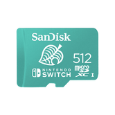 SANDISK AND NINTENDO COBRANDED MICROSDXC, 512GB, V30, U3, C10, A1, UHS-1, 100MB/S R, 90MB/S W, 4X6, LIFETIME LIMITED