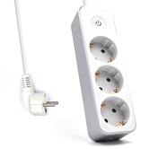 Regleta de alimentacion multiple welly enjoy 3 salidas schuko 16a con interruptor de encendido apagado blanco plateado WY13163