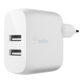 CARGADOR DOMÉSTICO BELKIN WCB002VFWH DOBLE USB-A BOOST CHARGE  12Wx2  COLOR BLANCO