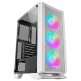 CAJA ATX SEMITORRE MARS GAMING MC-C WHITE FRONTAL METAL-MESH CON 3 VENTILADORES FRGB VENTANA DE CRISTAL TEMPLADO SIN FUENTE DE ALIMENTACION