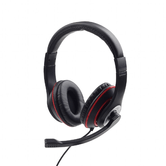 AURICULARES ESTEREO GEMBIRD COLOR NEGRO CON ARO ROJO